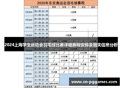 2024上海学生运动会羽毛球比赛详细赛程安排及相关信息分析